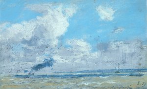 Boat at the Estuary of the Seine by Eugene Louis Boudin